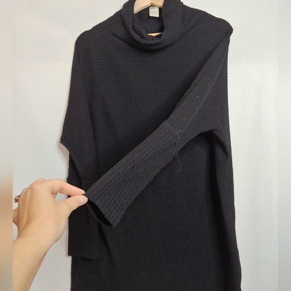 We the Free People Kitty Thermal Mock Cowl Neck Tunic Pullover Black Small S - Picture 5 of 12
